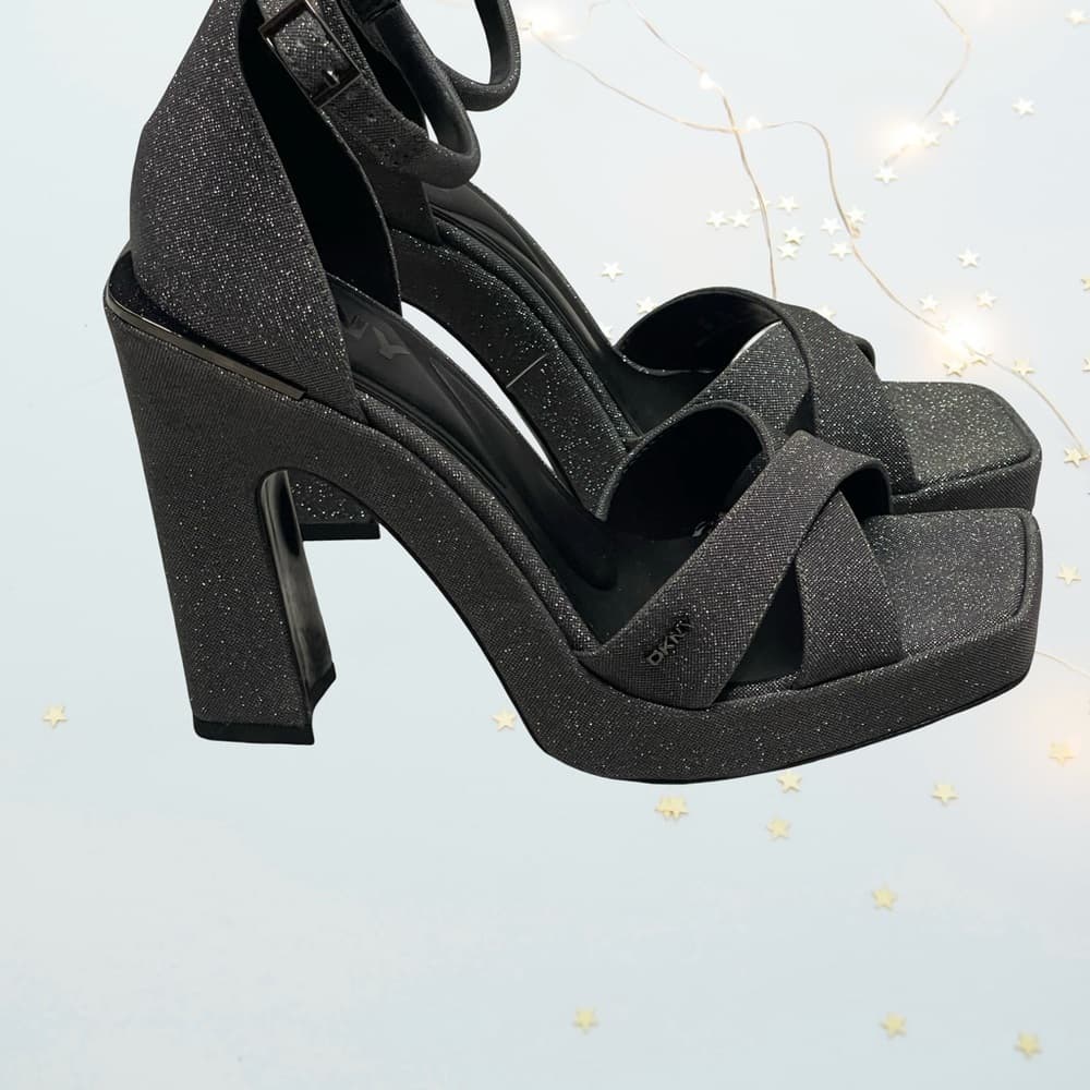 DKNY - Elegant Black Glitter Women's Heels in size 8 NWOT - Thumbnail 4