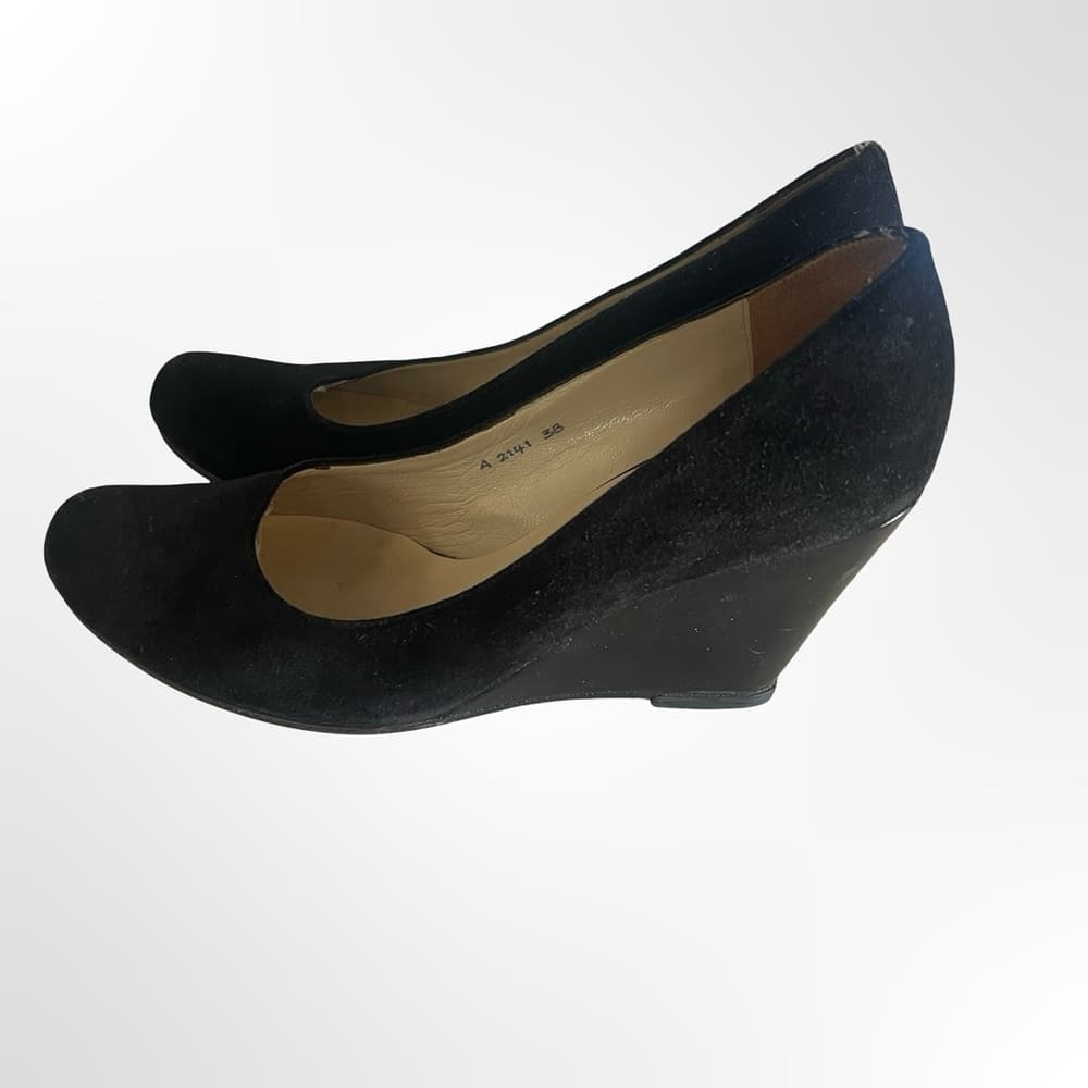 Vero Cuoio Black Suede Wedge Pumps - Thumbnail 2