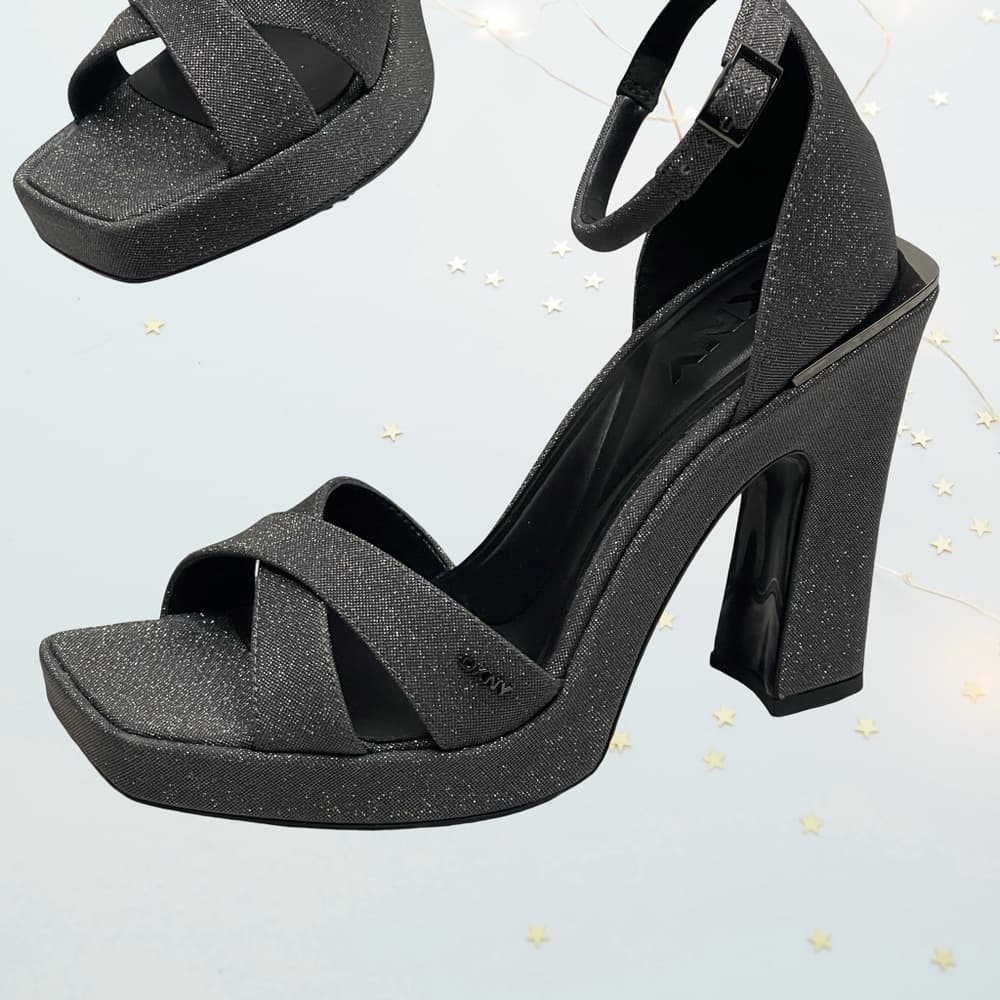 DKNY - Elegant Black Glitter Women's Heels in size 8 NWOT - Thumbnail 12