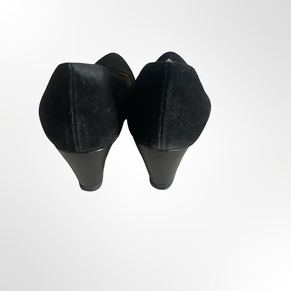 Vero Cuoio Black Suede Wedge Pumps - Thumbnail 3
