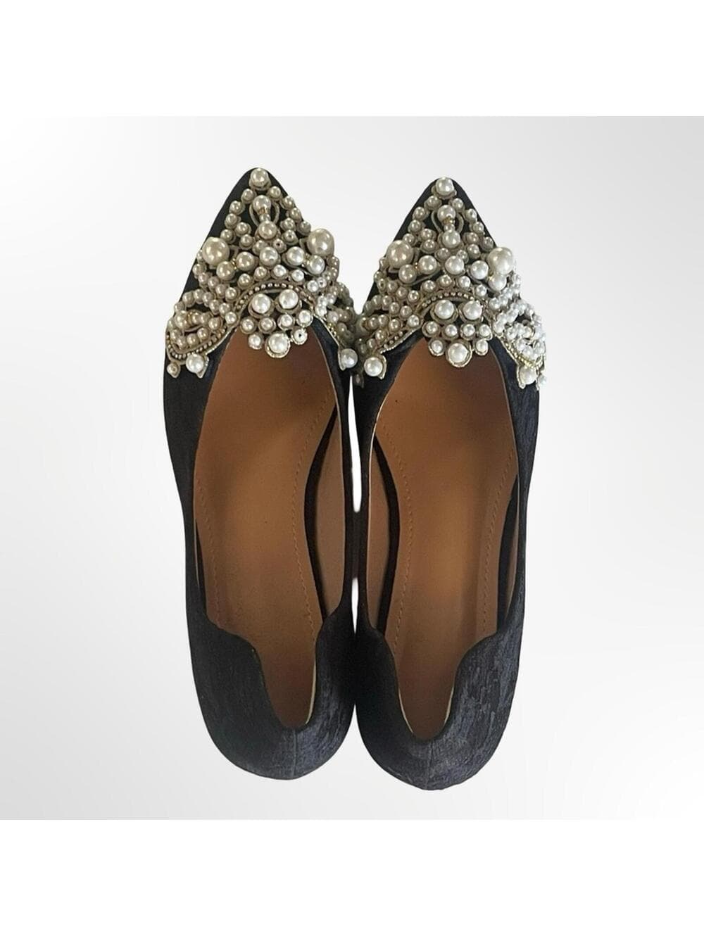 Women's Embellished Pearl Pointed-Toe Flats in size 40 - Thumbnail 4