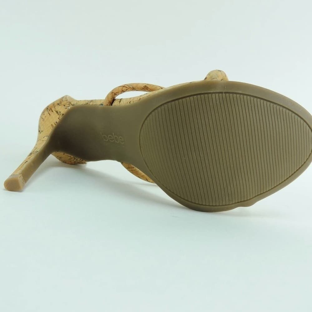 Bebe Berdine G Tan Gold Cork Women's Sandals - Thumbnail 5
