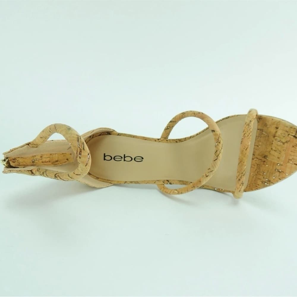 Bebe Berdine G Tan Gold Cork Women's Sandals - Thumbnail 4