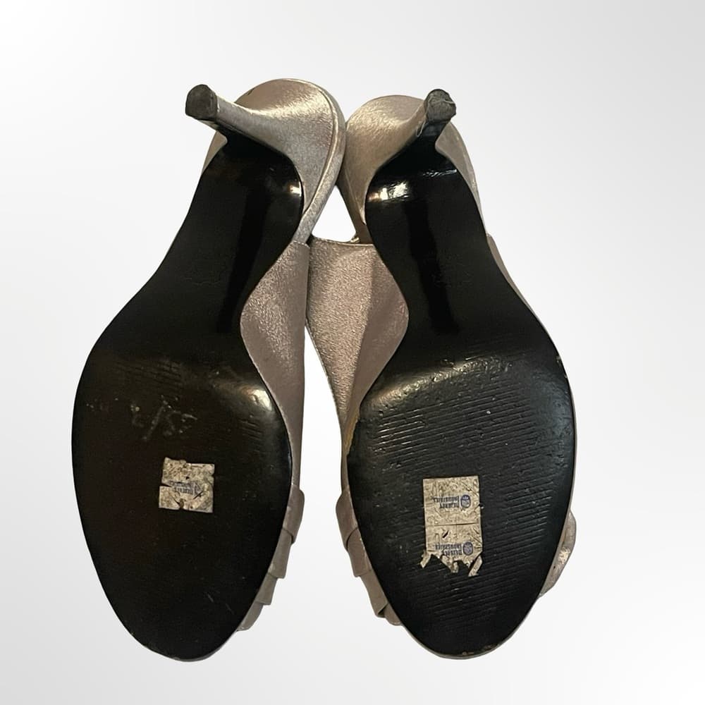 Lulu Townsend Metallic Taupe Slingback Peep-Toe Heels size 7.5 - Thumbnail 6