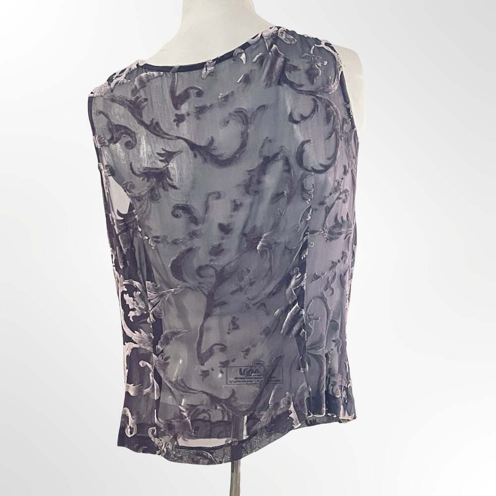 Kate Hill Vintage Y2K Silk Velvet Burnout Cowl Neck Tank Top - Thumbnail 2