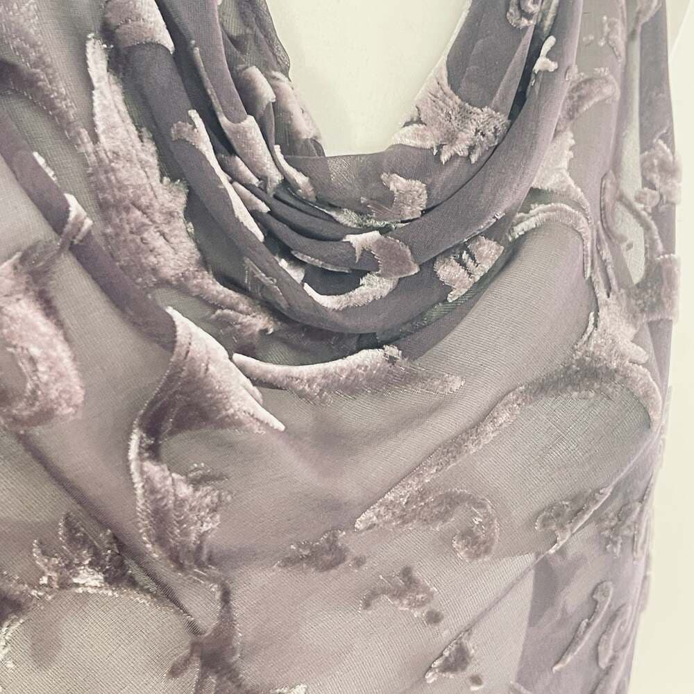 Kate Hill Vintage Y2K Silk Velvet Burnout Cowl Neck Tank Top - Thumbnail 3
