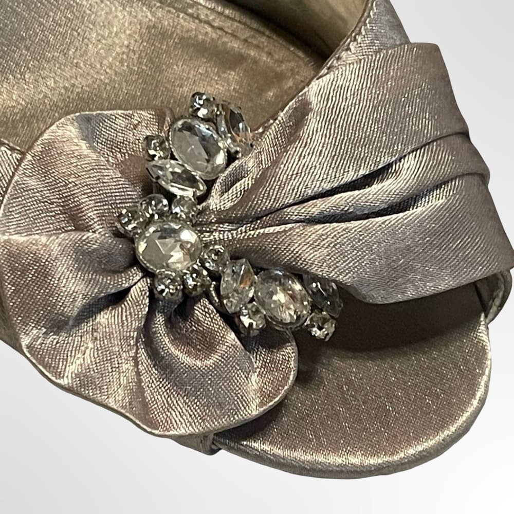 Lulu Townsend Metallic Taupe Slingback Peep-Toe Heels size 7.5 - Thumbnail 3
