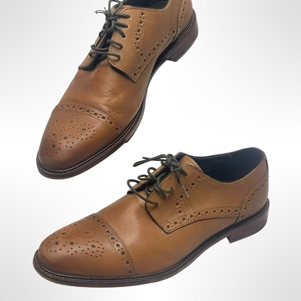 Joseph Abboud Brown Cap-toe Leather Men's Dress Shoes size 8 - Thumbnail 4