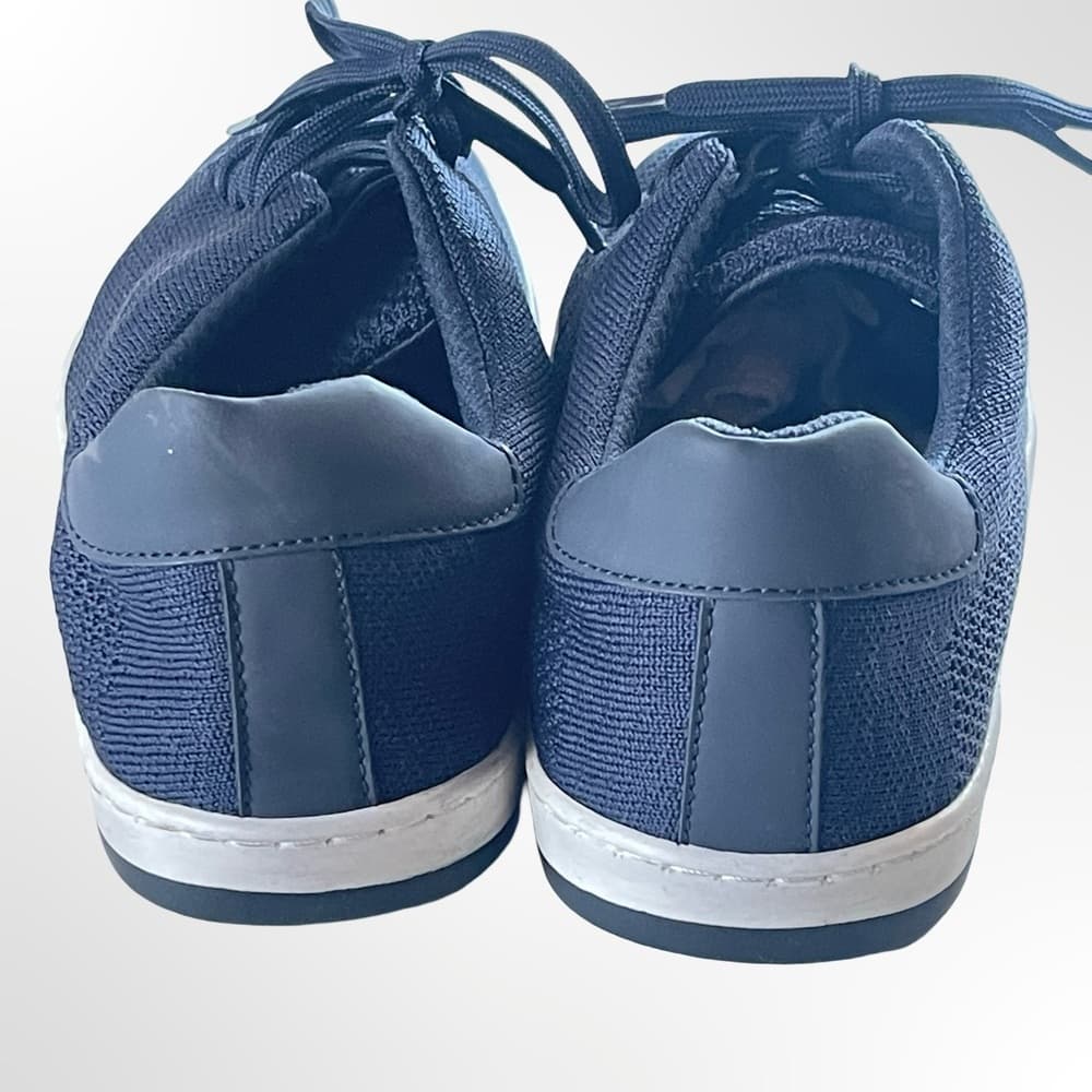 Men's Navy Knit Lace-Up Casual Sneakers - Thumbnail 2