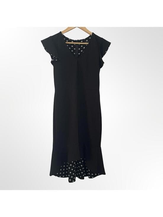 Slate & Willow Black Polka Dot Hem Midi Dress - in size S - Thumbnail 7