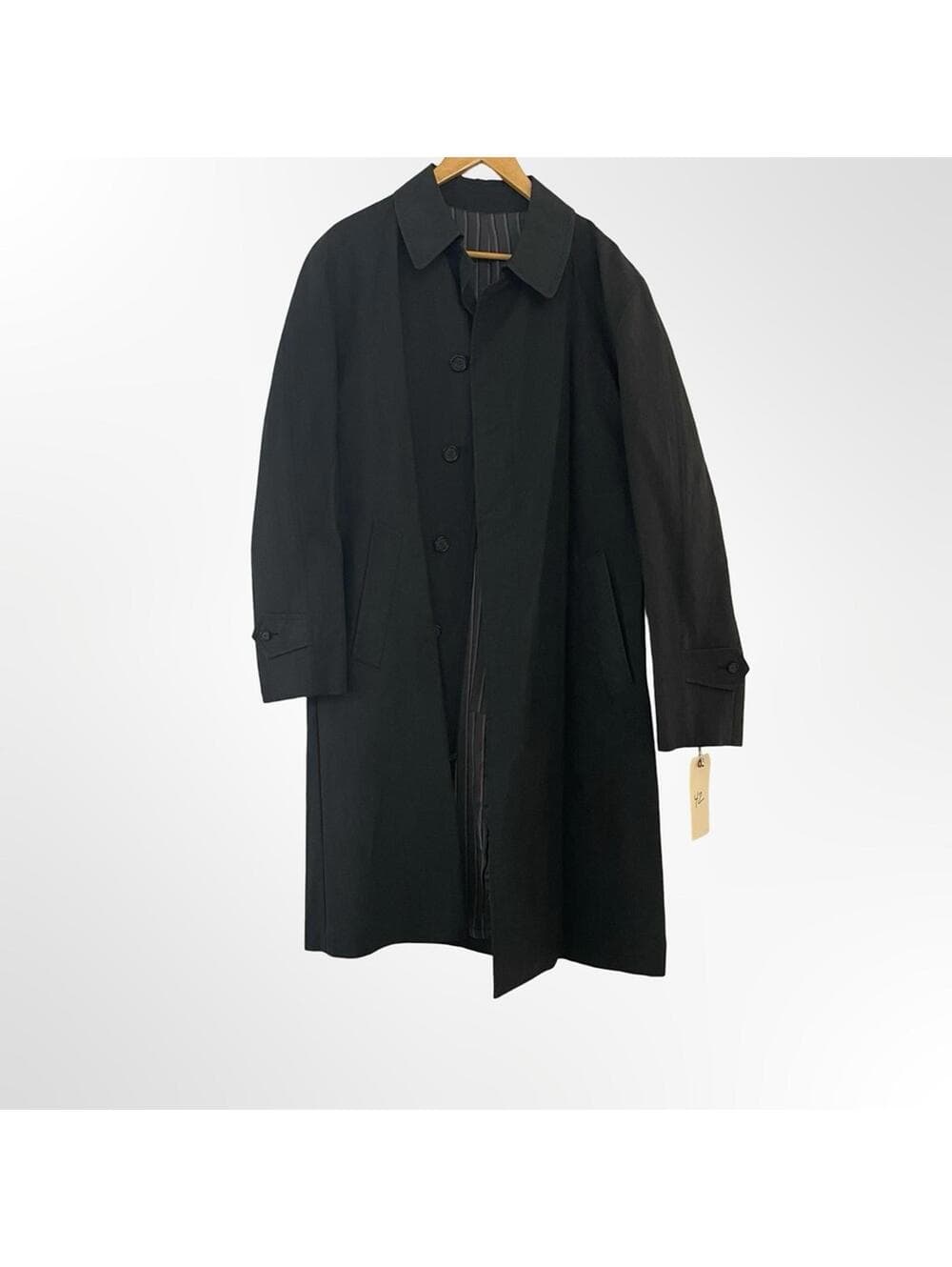 Unbranded Men's Black Classic Single-Breasted Spring Coat 42 - Thumbnail 7