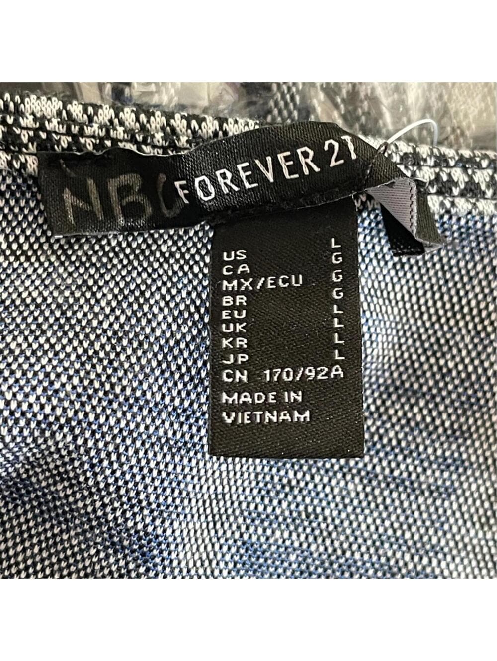 Forever 21 Plaid Square-Neck Mini Dress Navy & White -size L - Thumbnail 4