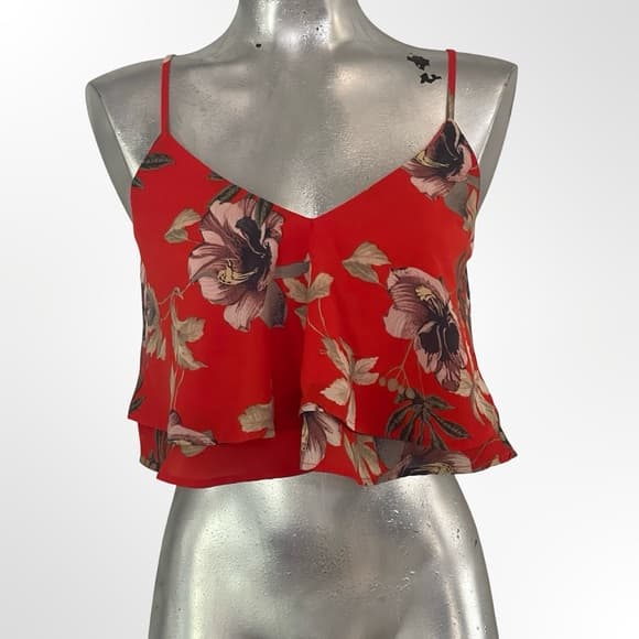 Fashion Nova Red Floral Ruffle Layered Cami - Thumbnail 5