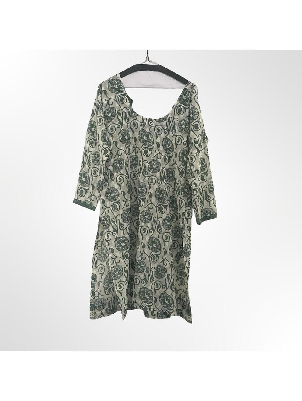 Women's Green Floral Tunic Dress In size Large to XL - Thumbnail 3