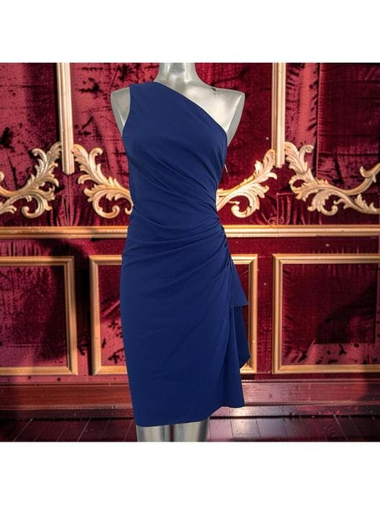 Elegant Aida One-Shoulder Blue Dress - Thumbnail 6