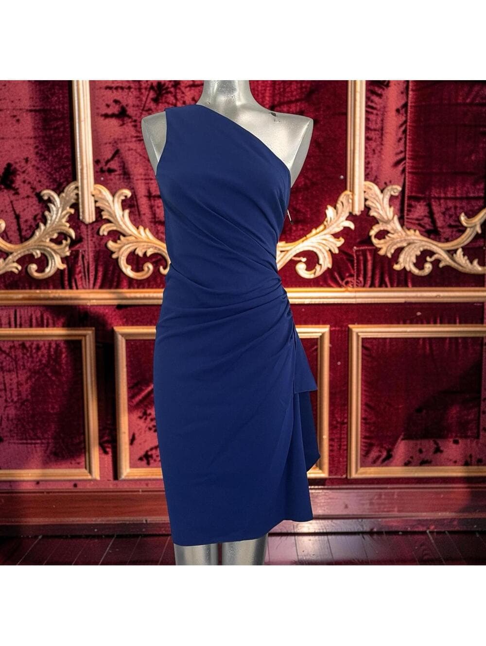 Elegant Aida One-Shoulder Blue Dress - Thumbnail 5