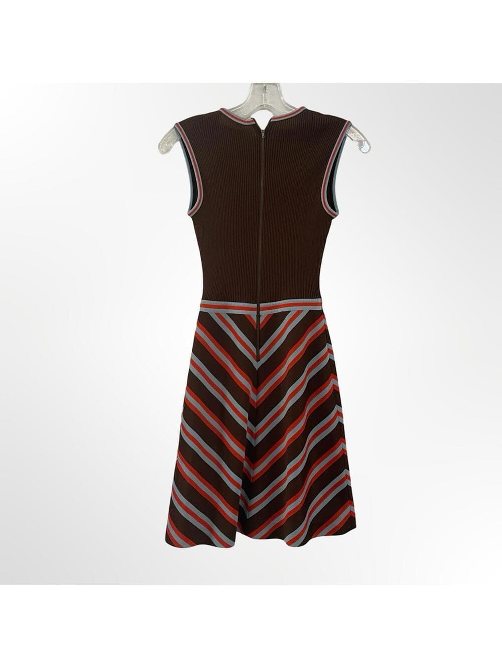 Unbranded Sleeveless Brown Chevron Striped Dress in size S - Thumbnail 2