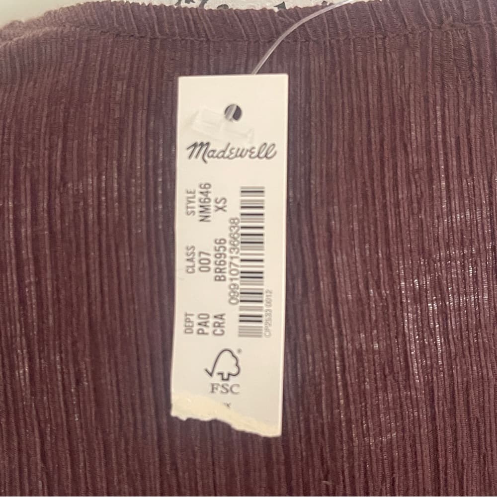 Madewell Brown Long Sleeve V-Neck Ruched Front Top - Thumbnail 3