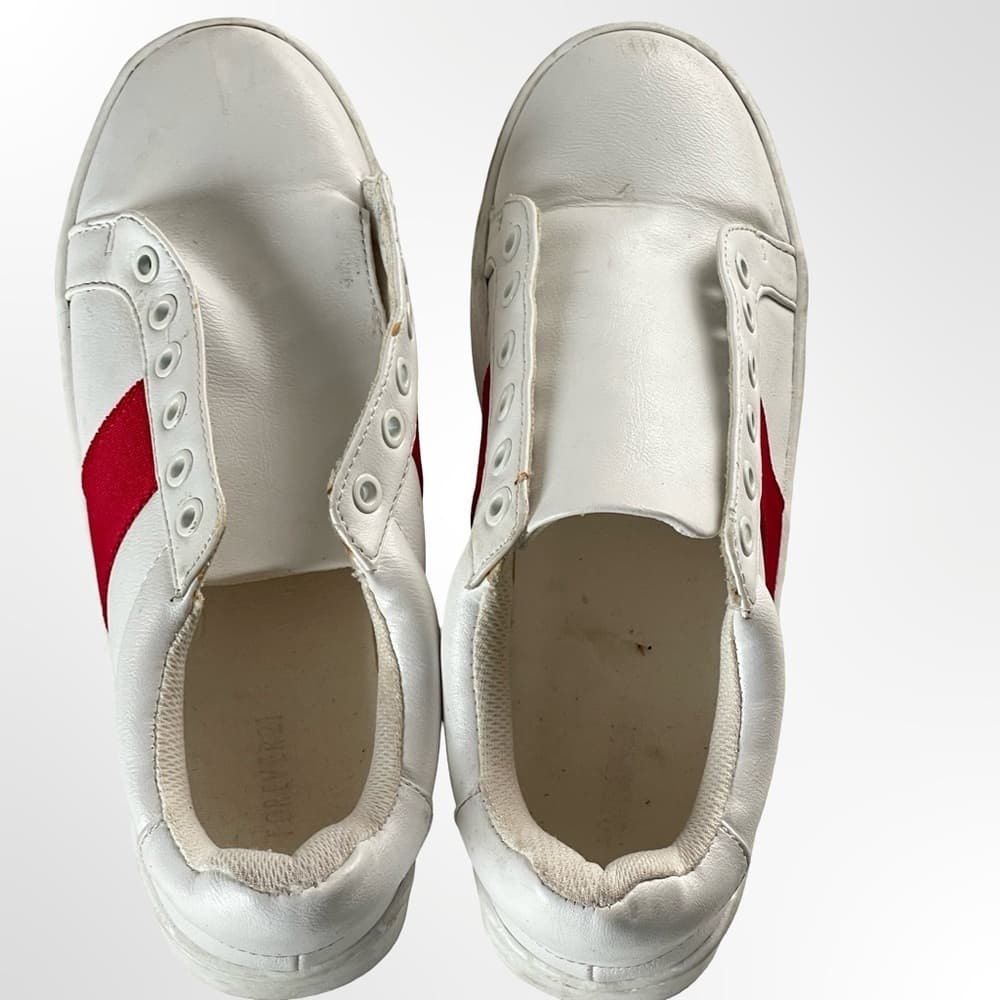 Forever 21 White Sneakers with Red Stripe in size 6 - Thumbnail 2