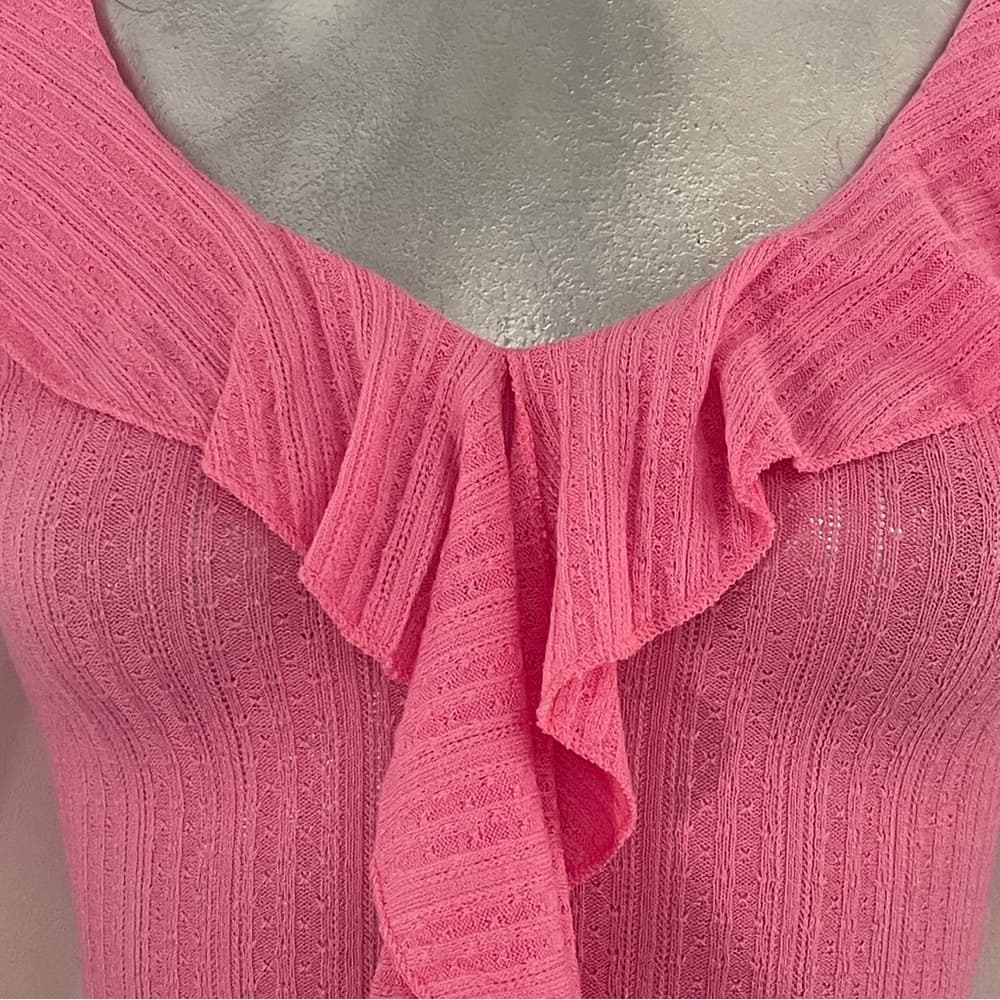 Fashion Nova Pink Ruffle-Trim Crop Top - Thumbnail 4