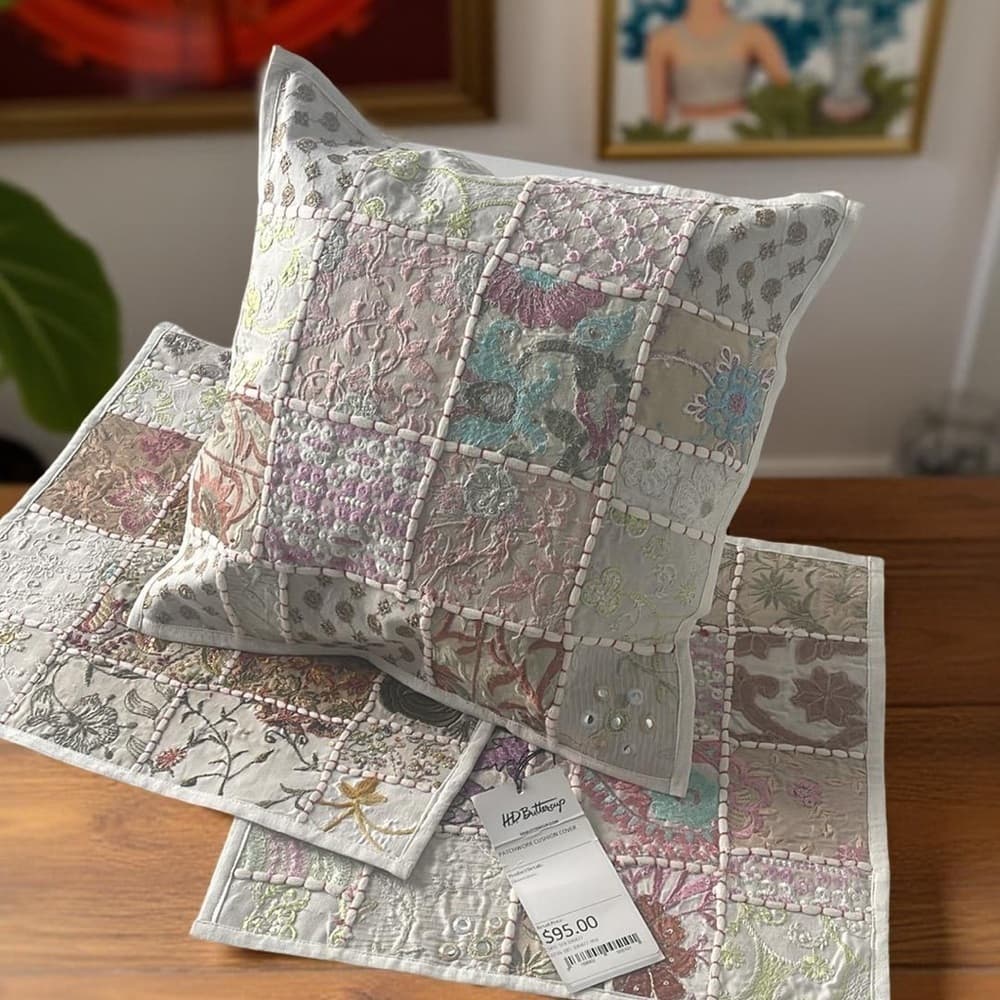 Handmade HD Buttercup Patchwork Throw Pillow Case - 16x16 - Thumbnail 5