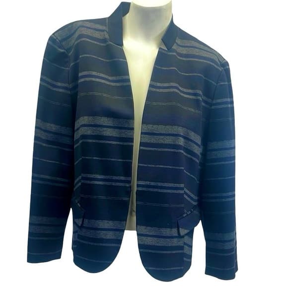 Nine West Women's Striped Black,Navy and Gray Blazer size 14 - Thumbnail 5