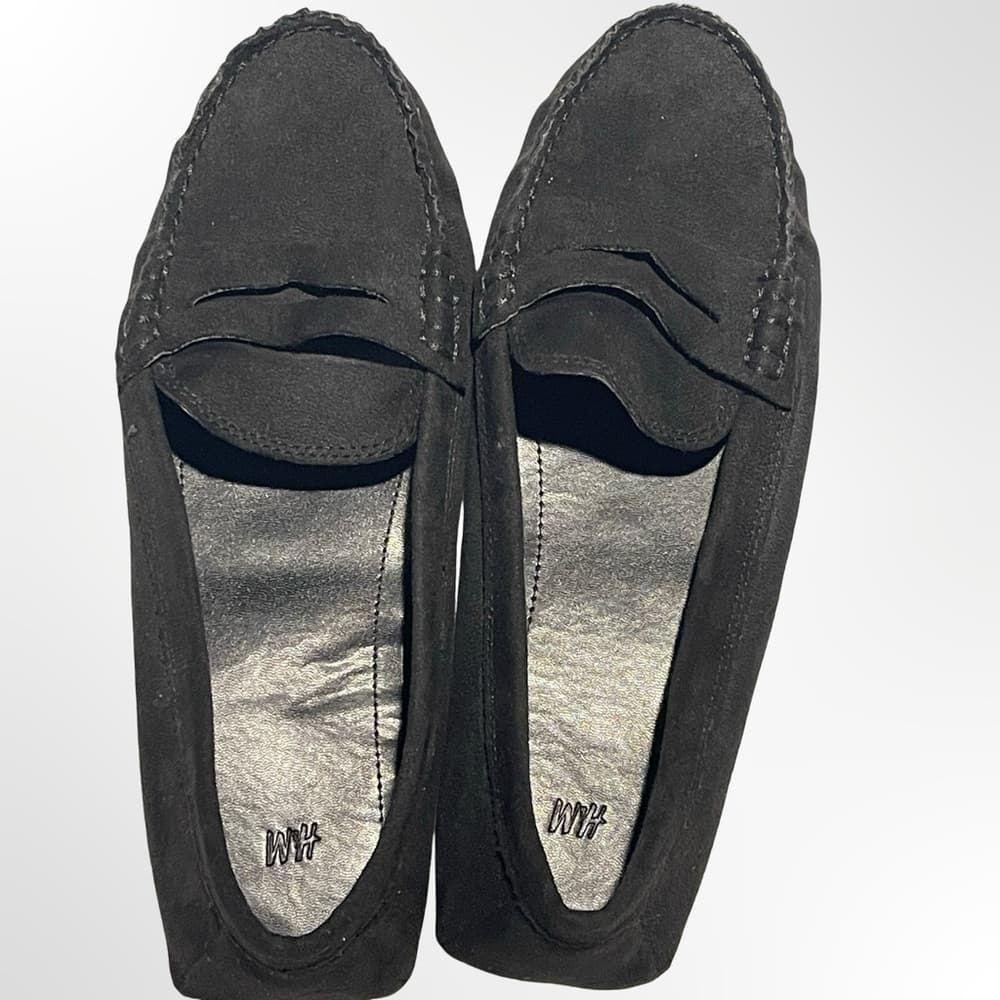 H&M Black Suede Penny Loafers - Women size 7 NWOT - Thumbnail 4