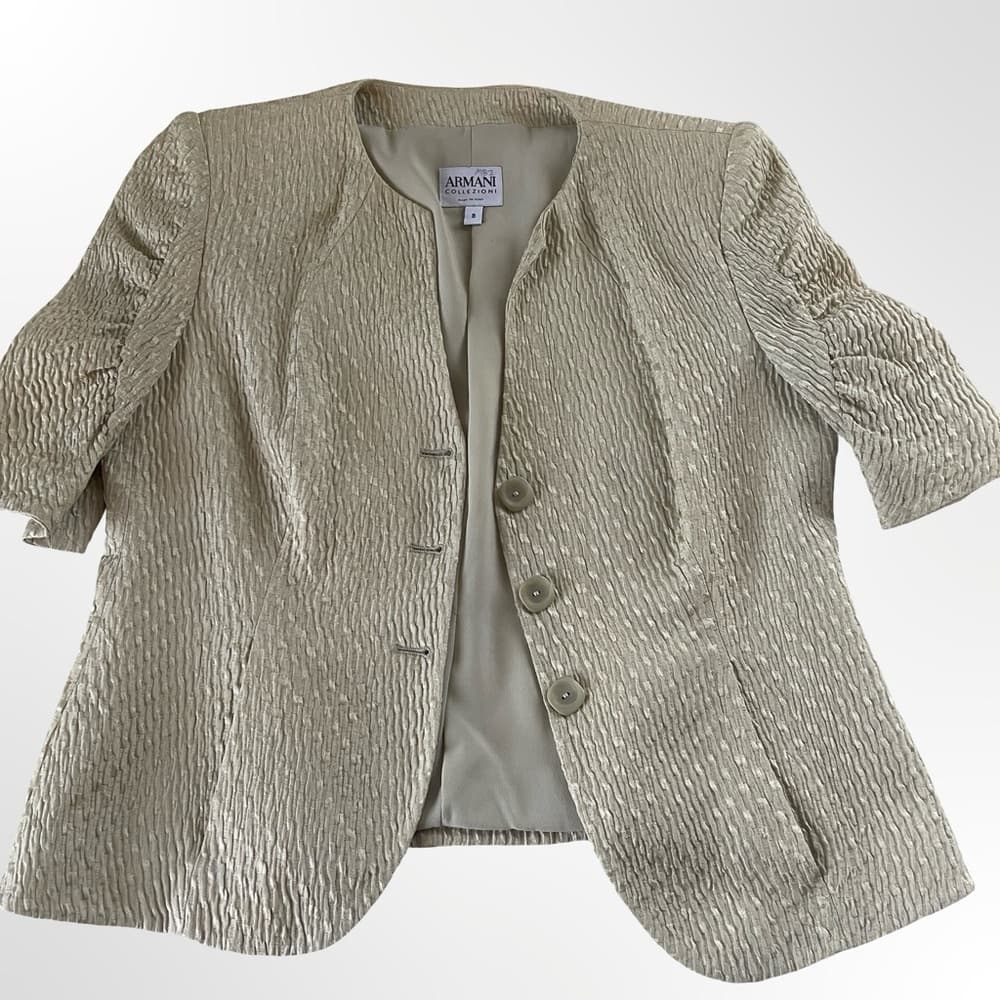Armani Collezioni Cream Textured 2pc Suit - Thumbnail 3