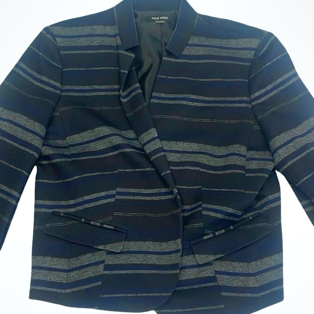 Nine West Women's Striped Black,Navy and Gray Blazer size 14 - Thumbnail 3