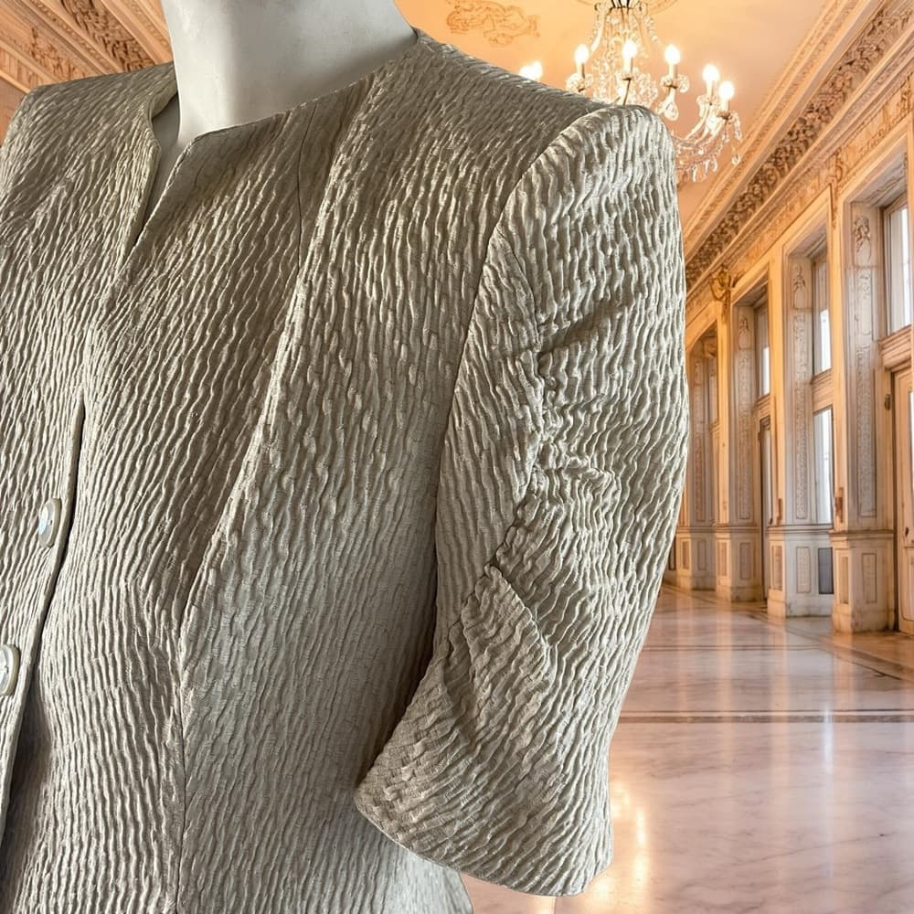 Armani Collezioni Cream Textured 2pc Suit - Thumbnail 2