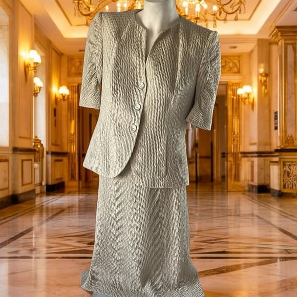 Armani Collezioni Cream Textured 2pc Suit - Thumbnail 13