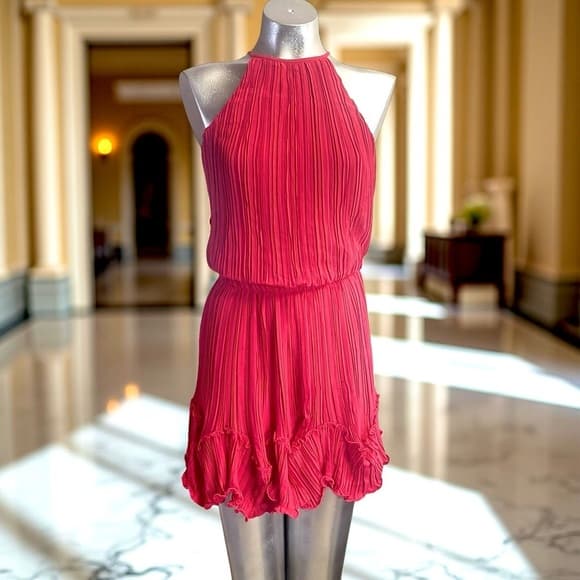 Halston Heritage Elegant Pink Halter Dress size4 Gently Used - Thumbnail 5