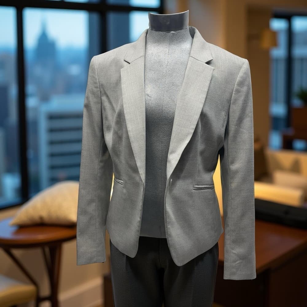 Classic Gray H&M Woman's Blazer - size 8P - Thumbnail 7