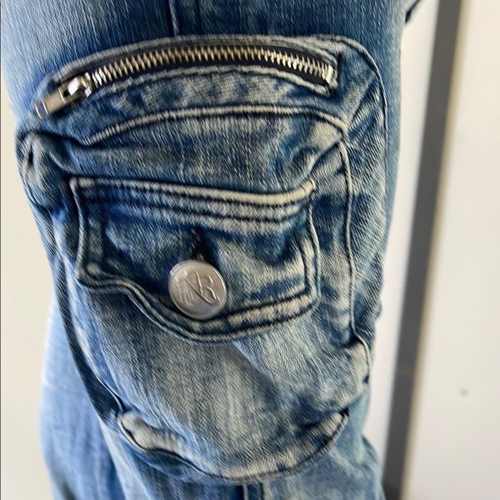 Rock & Republic Women's Blue Denim Cargo Jeans size 27 - Thumbnail 2