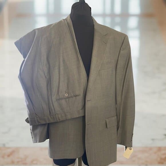Hart Shaffner Marx Men's Light Olive Suit Blazer - Thumbnail 7