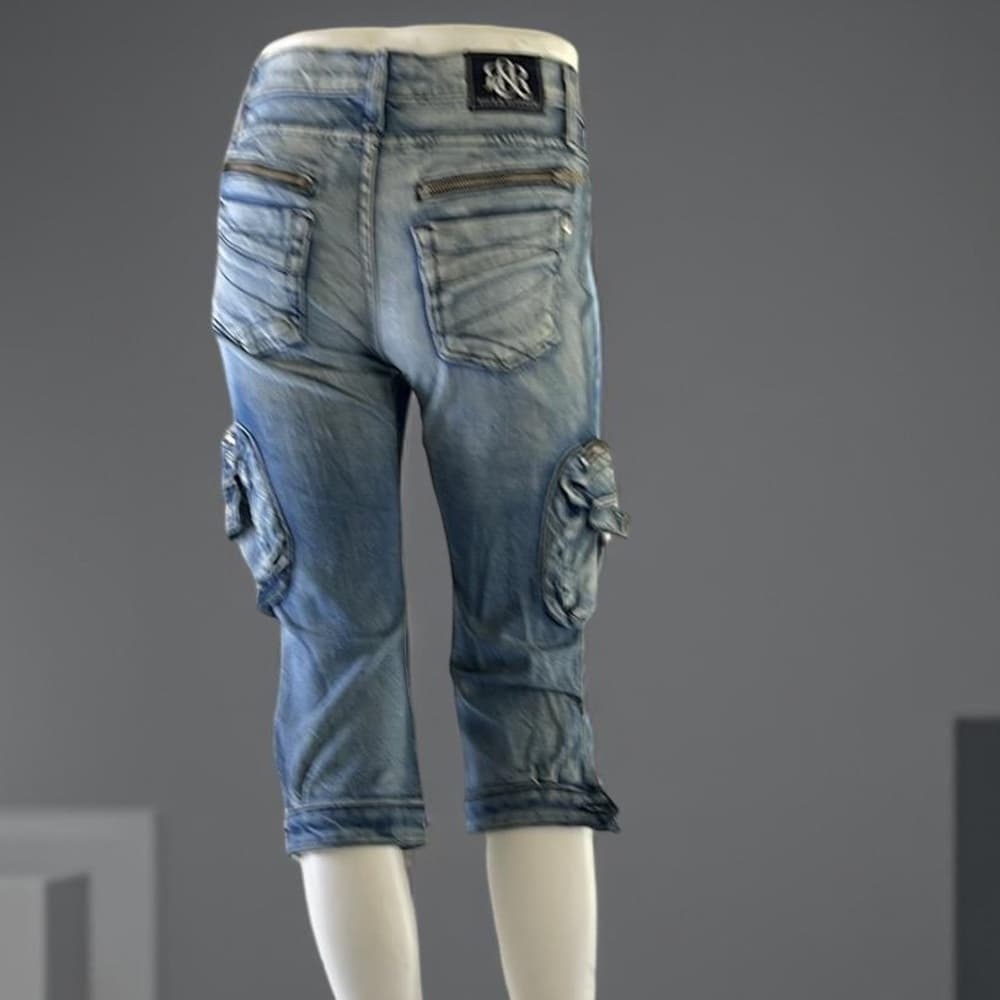 Rock & Republic Women's Blue Denim Cargo Jeans size 27 - Thumbnail 6