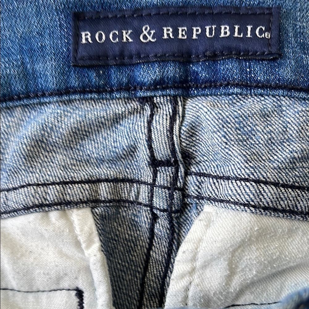 Rock & Republic Women's Blue Denim Cargo Jeans size 27 - Thumbnail 3