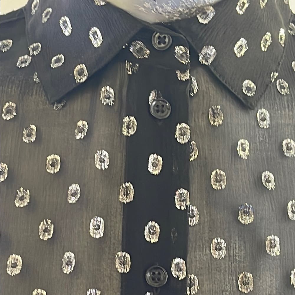 Robert Rodriguez Black Sheer Polka Dot Blouse Size 2 NWT - Thumbnail 3