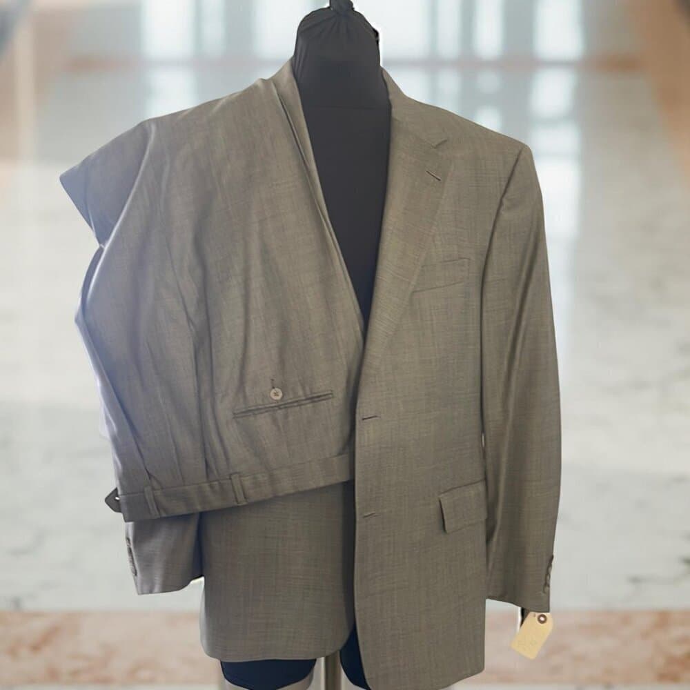 Hart Shaffner Marx Men's Light Olive Suit Blazer - Thumbnail 6
