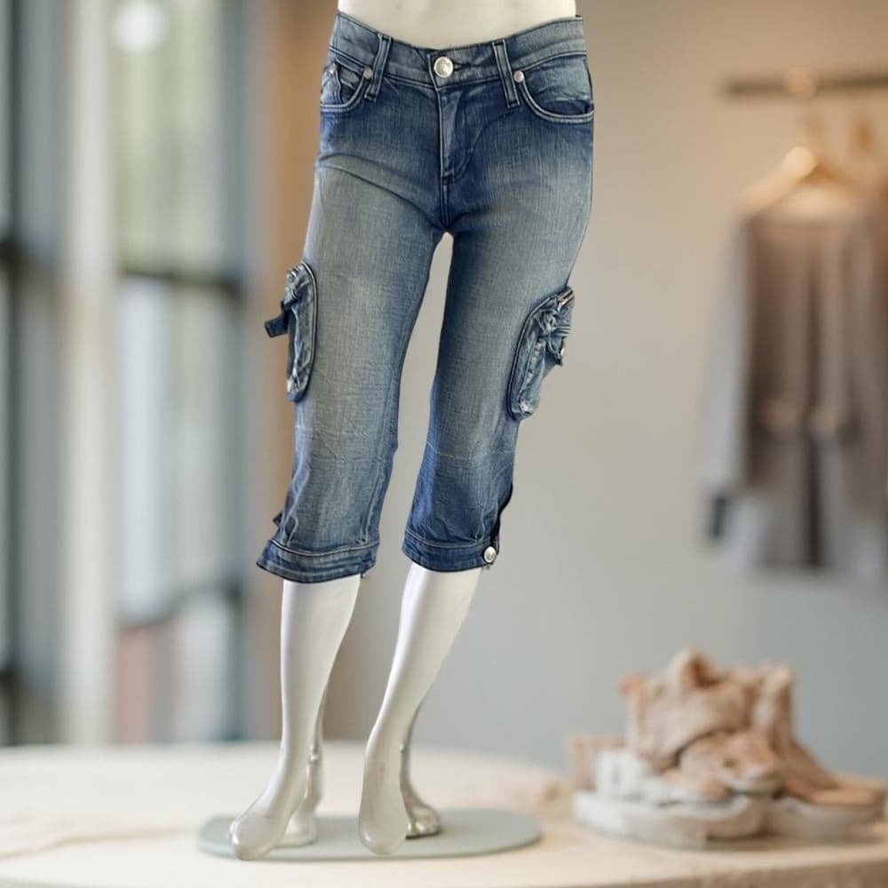 Rock & Republic Women's Blue Denim Cargo Jeans size 27 - Thumbnail 9