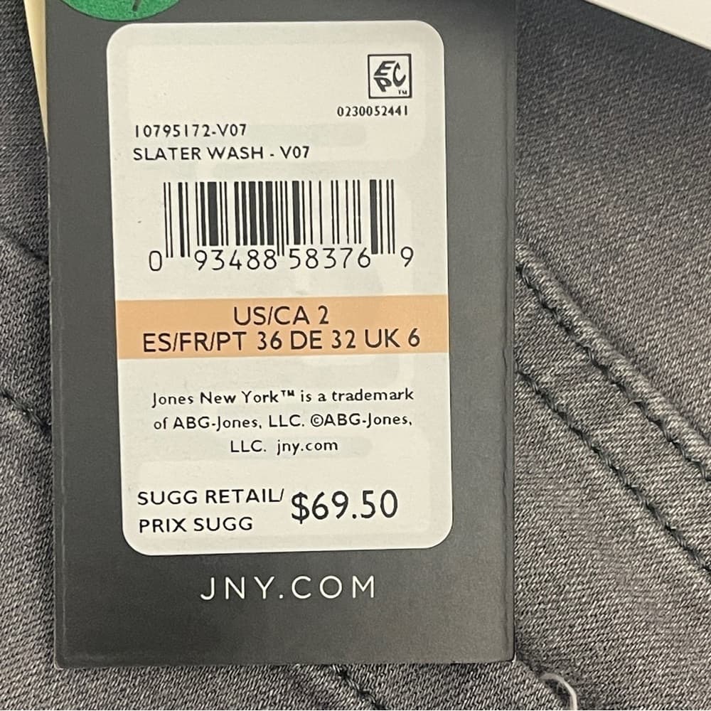 Jones NY Luxe Women's Gray Straight Jeans size 2 NWT - Thumbnail 4