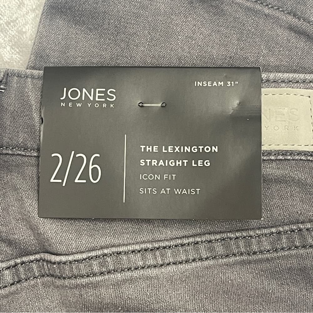 Jones NY Luxe Women's Gray Straight Jeans size 2 NWT - Thumbnail 3