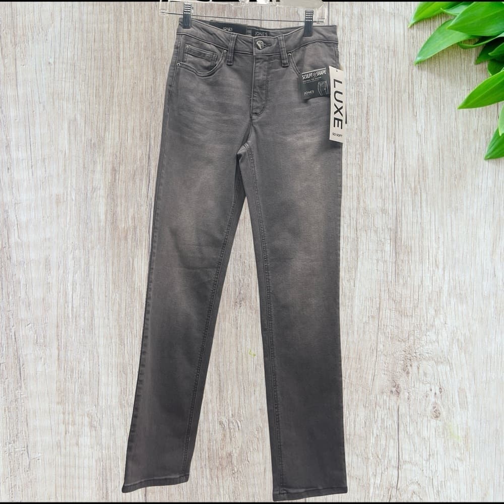Jones NY Luxe Women's Gray Straight Jeans size 2 NWT - Thumbnail 8