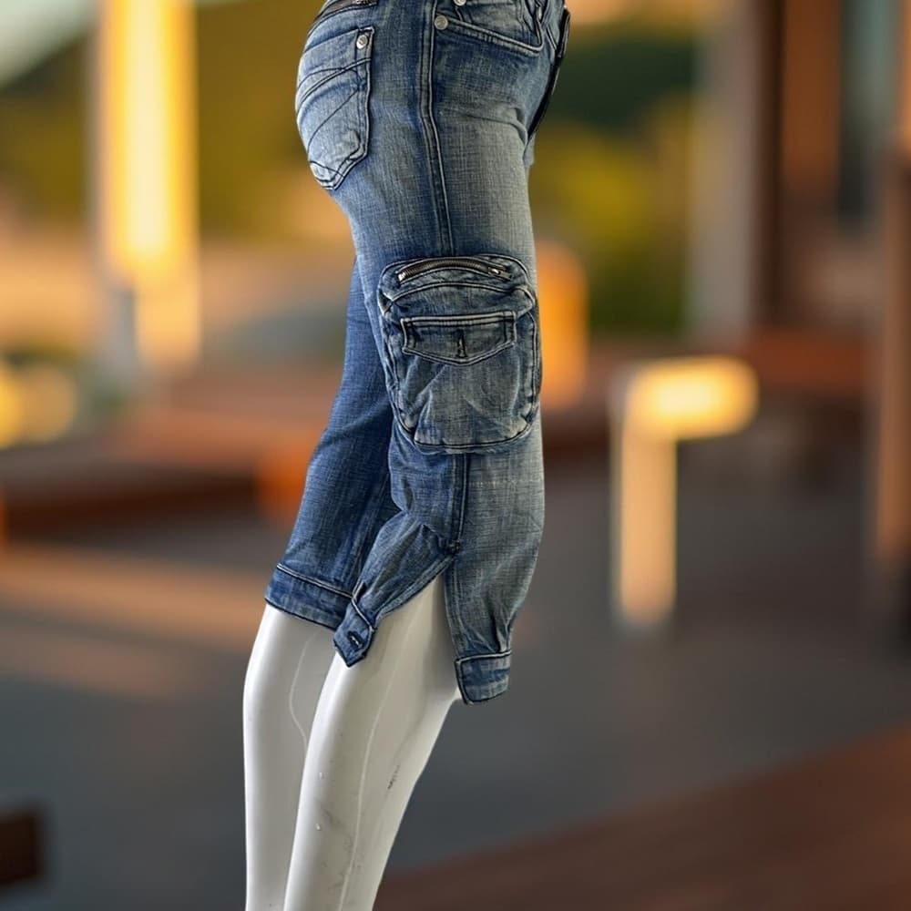 Rock & Republic Women's Blue Denim Cargo Jeans size 27 - Thumbnail 5