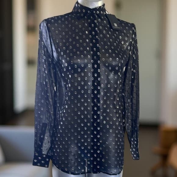 Robert Rodriguez Black Sheer Polka Dot Blouse Size 2 NWT - Thumbnail 7