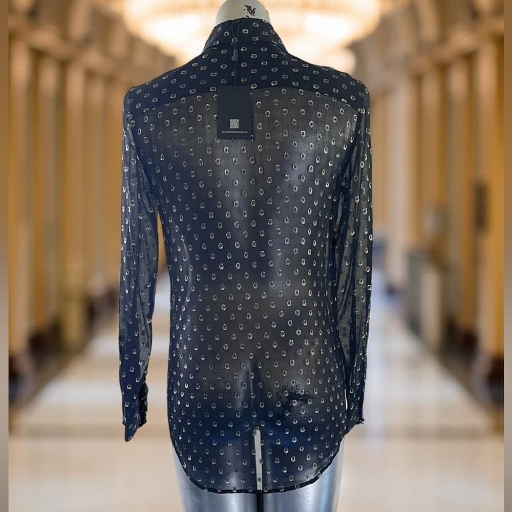 Robert Rodriguez Black Sheer Polka Dot Blouse Size 2 NWT - Thumbnail 5