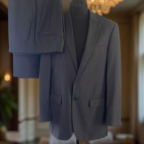 Giorgio Fiorelli Black Suit - Super 150 Italian Made Dark Charcoal 44L 36/32 - Thumbnail 10