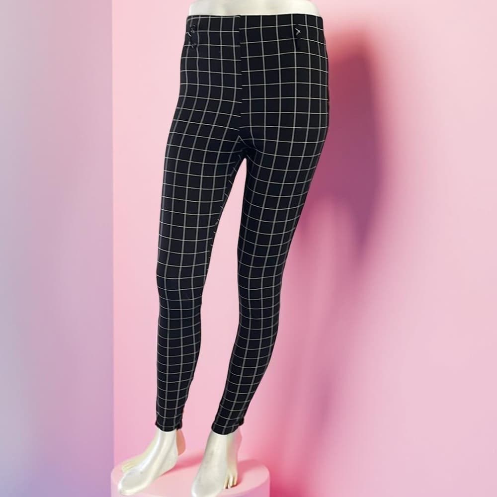 Cherry Mellow Women's Black Checkered stretch Pants size 4 - Thumbnail 4