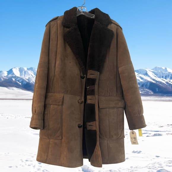 Texas Tanning Men's Brown Genuine Shearling Coat size 36 - Thumbnail 8