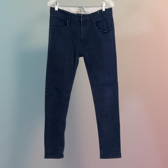 Topman stretch skinny Men's Blue Jeans - Thumbnail 5